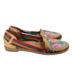 FRIDA KAHLO Hurache Colorful leather Women's Sandals Flats Size 8.5 - Picture 1 of 10