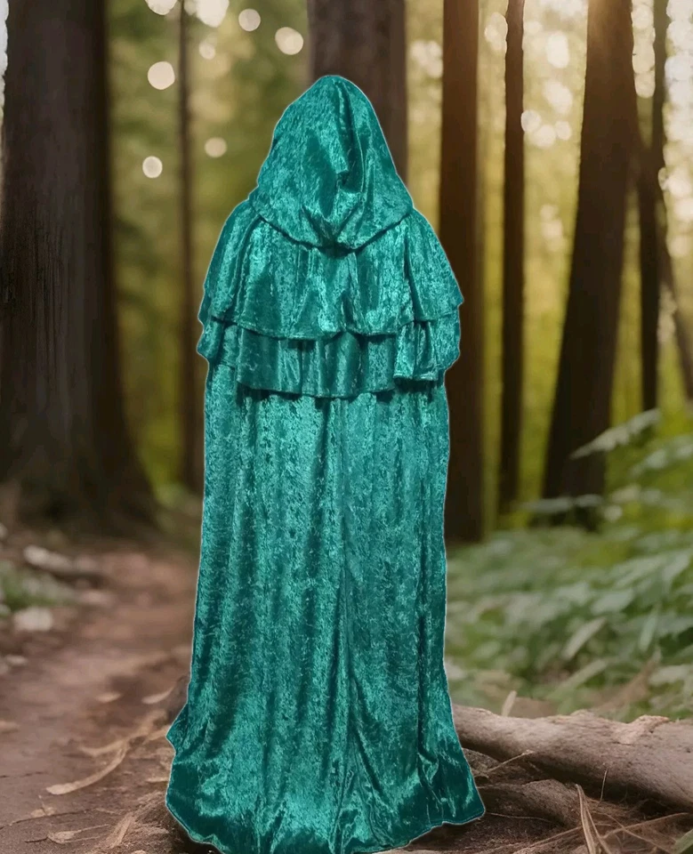 Panne Velvet Lined Cape Custom. Wiccan SCA Medieval RenFaire LARP Hooded S-4X - Image 1 of 4