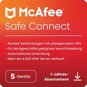 McAfee VPN Safe Connect 5-Geräte / 1-Jahr - Bild 1 von 1