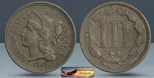 1868 Three Cent Nickel, Repunched America, Almost Uncirulated Condition, C8300 - Picture 1 of 4