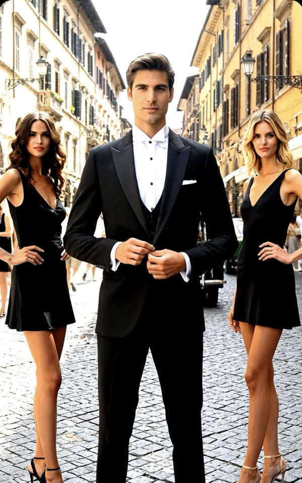 Chaqueta de cena de esmoquin con solapa de muesca negra lisa etiqueta azul Canali 52 L para hombre Italia Foto 1 de 4