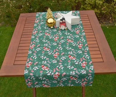Table Runner Provence Cotton 40x90 CM Green With Christmas Motif from France - Image 1 of 4