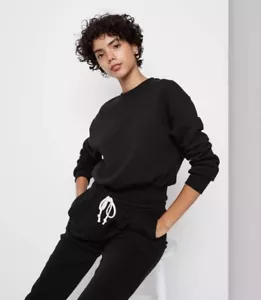 Women’s Medium Black Crew Neck Cropped Sweatshirt, Wild Fable, Cotton Blend NWT - Picture 1 of 7