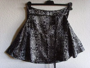 Springfield Rock grau schwarz kurz A-Linie Minirock Satin Motiv Größe 34 XS - Bild 1 von 1