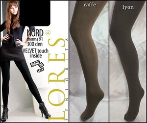 Lores Nord Therma winter opaque women's tights with warm fleece inside 300 den - Picture 1 of 15
