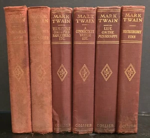 Antique Mark Twain Book Set Lot of (6) 1917- 1928 Authorized Editions Collier - Imagen 1 de 13