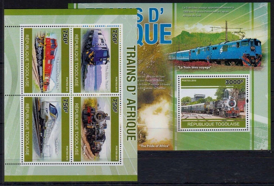 Ferrocarriles, Tren de África, Tren Azul, Rosie, Togo MNH 2010 MNH MS+SS -  Foto 1 de 1