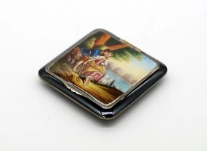 Pillendose romantische Szene - Sterling Silber & Emaille  - Österreich - 1920er - Bild 1 von 10