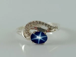 Anello unico stella Lindy anello stella blu argento sterling 925 zaffiro stella ring - Foto 1 di 3
