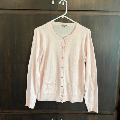 Cárdigan Suéter Eddie Bauer Rosa Claro Mezcla Cachemira Grande Alto LT Foto 1 de 4
