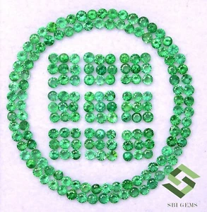 1.09 CTS Natural Emerald Round Cut 2 mm To 2.25 mm Lot 25 Pcs Untreated Gemstone - Picture 1 of 5