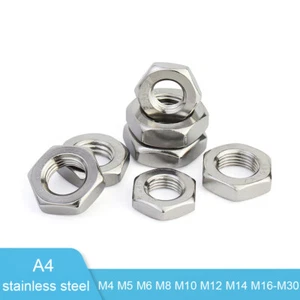 M4 M5/M6-M30 Half Nut Low Profile Half Lock Nut A4 Stainless Steel DIN 439 - Picture 1 of 6