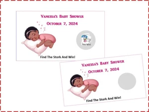 10 Baby Shower Scratch Off tickets game African American GIRL Cute - Picture 1 of 2