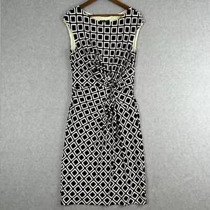 Abito midi Lauren Ralph Lauren donna 10 nero bianco geometrico annodato cambio vintage - Foto 1 di 11