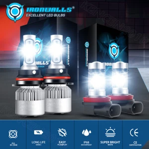 4x 9007 H11 LED Headlight Bulbs High Low Beam Fog Light White Super Bright 6500K - Picture 1 of 12