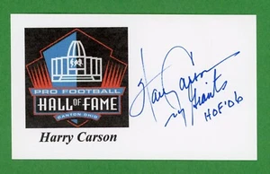 Harry Carson Football Hall of Fame Signed 3x5 Index IMAGE Card X1425 - Picture 1 of 1