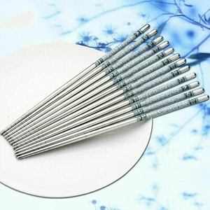 5 Pairs Stainless Steel Chopsticks Asian Dinner - Picture 1 of 7