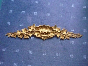 19TH Antique French Gilded Bronze Shell Pediment 18" 1/2 Hardware oak leaf - Picture 1 of 6