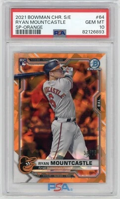 2021 Bowman Chrome Sapphire Ryan Mountcastle Orange Variation SP RC /75 PSA 10 - Image 1 of 2