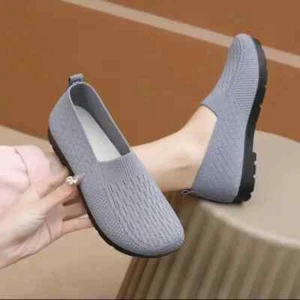 Damen-Freizeitschuhe Halbschuhe Strick-Obermaterial Turnschuhe Frauen-Slipper bequeme flache Schuhe Mesh - Bild 1 von 28