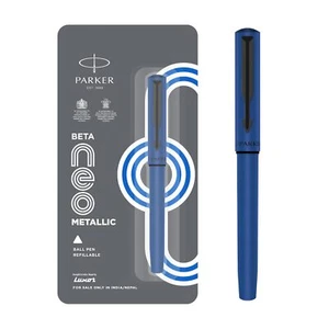 Parker Beta Neo Metalic Blue Ball Pen Blue ink Perfect for Students - Picture 1 of 5