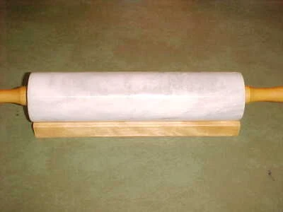Marble Rolling Pin with Wood Stand Non-Pourous Non-Stick Gray and White - Image 1 of 4