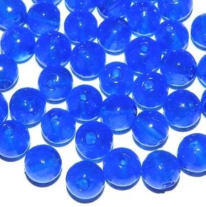 G3591 Dark Cobalt Blue Silver-Foil Lined 10mm Round Lampwork Glass Beads 20pc - Picture 1 of 1