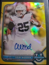 2021-22 Bowman University 1st COLBY WOODEN Auto /75 Yellow Refractor SP AUBURN