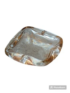 Ashtray Vintage MCM Liquid Shape Retro Art Glass Clear Anchor Hocking - Picture 1 of 12