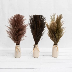Natural Dried Green Grey or Brown Pampass Grass Cream Ceramic Vase Centrepiece - Picture 1 of 5