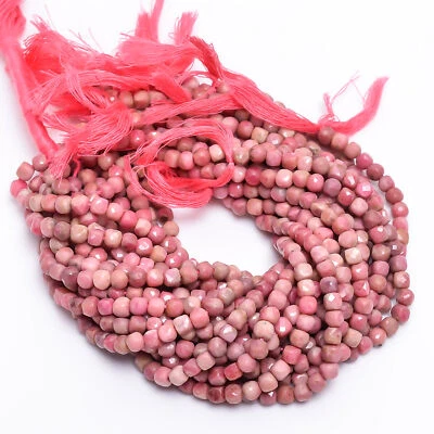 Cuentas facetadas en forma de caja de piedras preciosas de rodonita 5X5X5 mm hilo 8" GB-304 Foto 1 de 2