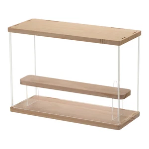 2 Tier Clear Acrylic Display Case with Led Light For Collectibles Figures Wood - Picture 1 of 7