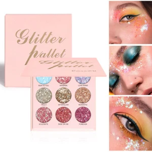 9 Color Glitter Eyeshadow Palette Cosmetic Waterproof Metallic Eye Shadow Makeup - Picture 1 of 7