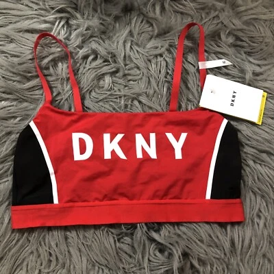 Sujetador DKNY Donna Karan New York Rojo Cereza Negro Mujer Scoop Bralette Pullover Foto 1 de 4