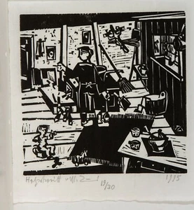 Meinrad Zünd / Mädy der XIII/Holzschnitt/ handsigniert /30 Exemplare von 1995/15 - Bild 1 von 2