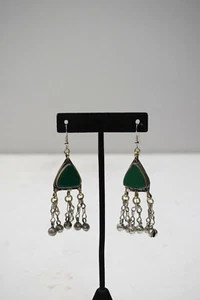 Pendientes de campana de plata verde de Afganistán - Imagen 1 de 2