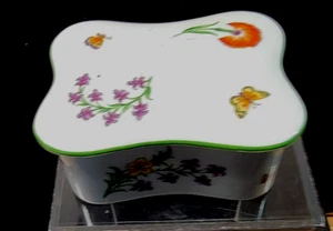 VIINTAGE TIFFANY & CO. PORCELAIN LIMOGES GARDEN- PIN BOX - Picture 1 of 2