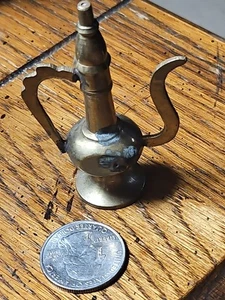 Mini 2-3/4" hoch massiv Messing Typ Kaffee Urne Figur, Messing Glocke & Mini Käfig A2 - Bild 1 von 8