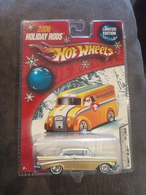 Chevy Bel Air Gold 2006 edición limitada Hot Wheels Holiday Rods '57 pilotos reales  Foto 1 de 3