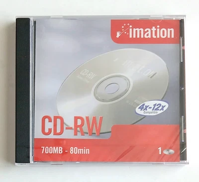IMATION CD-RW - 700MB - 80 min - 4x-12x - Jewel Case - New in blister pack - Image 1 of 4