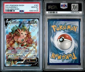 PSA 10 GEM MINT Full Art Ultra Rare Leafeon V - Evolving Skies 167/203 - Picture 1 of 3