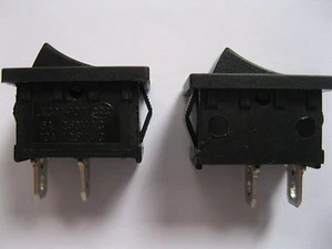 12 pcs Rocker Switch KCD1-101 ON/OFF Black Cap 2pin 6A 10A 21x15mm New - Picture 1 of 3