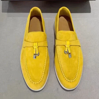 Italian Style Slip On Loafers Men's Womens Real Suede Leather Casual Flats Shoes - Image 1 of 4