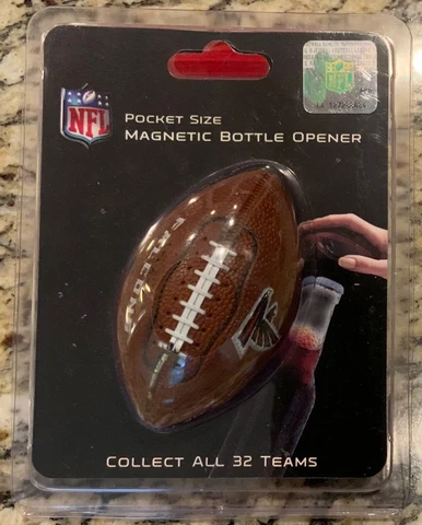 New Sealed NFL Atlanta Falcons Mini Football Pocket Size Magnetic Bottle Opener Cover