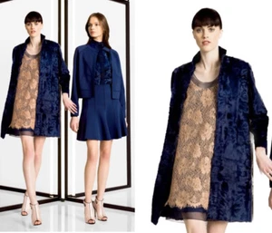 CAROLINA HERRERA * $2290 Runway Pink Lace & Navy Silk Bow Dress 10 NWT - Picture 1 of 17