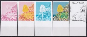 Morocco 1977 Yvert 785 imperforated color proofs (5) Flowers MNH VF - Picture 1 of 1