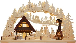 3D​ Schwibbogen Drehbarer Pyramide   Erzgebirge Handarbeit Ratags  Räucherhaus - Bild 1 von 1