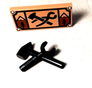 New LEGO Blacksmith Sign Pliers Wrench Steel Making Mechanic Trees Printed 2x4 - Picture 1 of 1