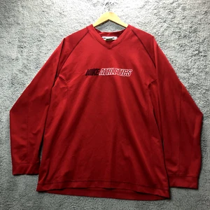 Vintage Nike Gray Tag ATHLETICS Red Long Sleeve Size XL T-Shirt - Picture 1 of 8