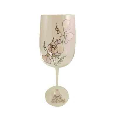 95th Birthday Gift Wine Drinking Glass: Sweet Pea - Image 1 of 4